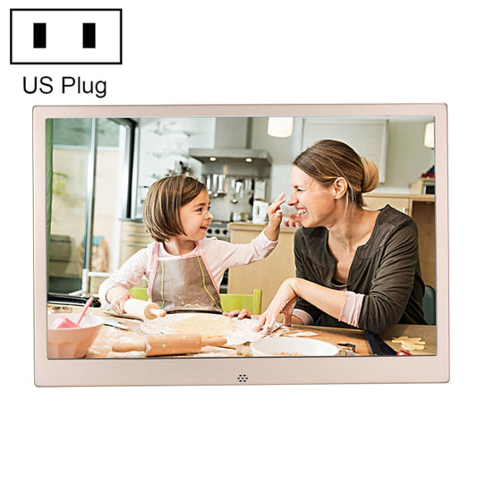 HSD1202 12.1 inch 1280x800 High Resolution Display Digital Photo Frame with Holder and Remote Control, Support SD / MMC / MS Card / USB Port, US Plug(Gold) - 11-15 inch by buy2fix | Online Shopping UK | buy2fix