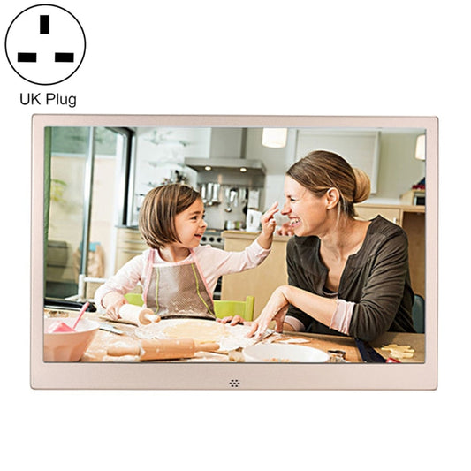 HSD1303 13.3 inch LED 1280x800 High Resolution Display Digital Photo Frame with Holder and Remote Control, Support SD / MMC / MS Card / USB Port, UK Plug(Gold) - 11-15 inch by buy2fix | Online Shopping UK | buy2fix