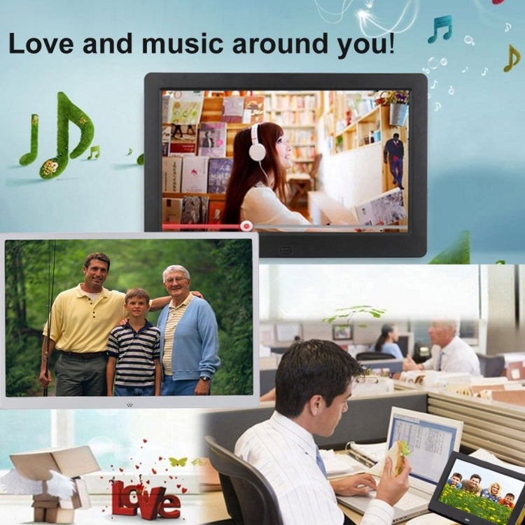 HSD1504 15.4 inch LED 1280x800 High Resolution Display Digital Photo Frame with Holder and Remote Control, Support SD / MMC / MS Card / USB Port, EU Plug(Silver) - 15 inch Above by buy2fix | Online Shopping UK | buy2fix