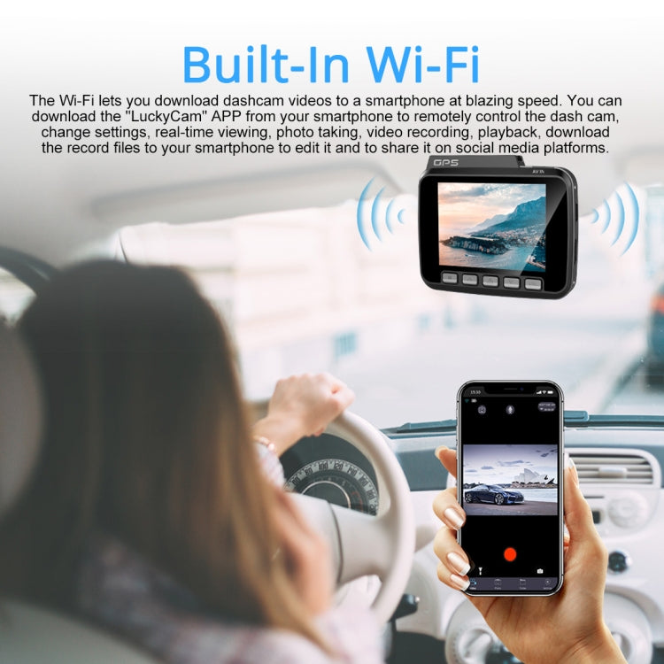 GS63H Car DVR Camera 2.4 inch LCD Screen HD 2880 x 2160P 150 Degree Wide Angle Viewing, Support Motion Detection / TF Card / G-Sensor / GPS / WiFi / HDMI(Black) by buy2fix