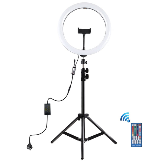 PULUZ 11.8 inch 30cm RGB Light 1.1m Tripod Mount Dimmable LED Ring Vlogging Selfie Photography Video Lights Live Broadcast Kits with Cold Shoe Tripod Ball Head & Phone Clamp(AU Plug) - Ring Light by PULUZ | Online Shopping UK | buy2fix