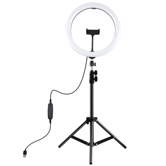 PULUZ 11.8 inch 30cm Light + 1.1m Tripod Mount Curved Surface USB 3 Modes Dimmable Dual Color Temperature LED Ring Vlogging Video Light  Live Broadcast Kits with Phone Clamp(Black) - Ring Light by PULUZ | Online Shopping UK | buy2fix