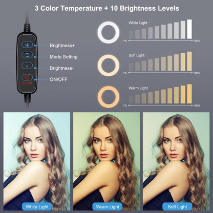 PULUZ 4.7 inch 12cm Ring Light Horizontal Dual Phone Brackets Desktop Holder Video Light Kits - Ring Light by PULUZ | Online Shopping UK | buy2fix