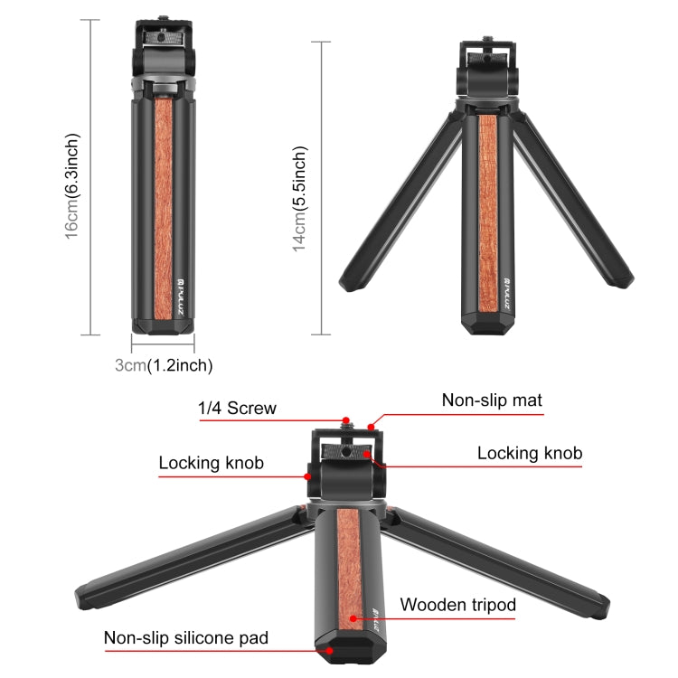PULUZ Inlaid Wood Desktop Vlogging Live Tripod Holder with Ballhead (Red) - Tripods by PULUZ | Online Shopping UK | buy2fix
