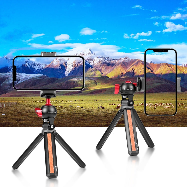 PULUZ Inlaid Wood Desktop Vlogging Live Tripod Holder with Ballhead (Red) - Tripods by PULUZ | Online Shopping UK | buy2fix