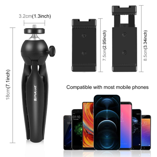 PULUZ Live Broadcast Smartphone Video Light Vlogger Kits with LED Light + Tripod Mount + Phone Clamp Holder(Black) - Stand by PULUZ | Online Shopping UK | buy2fix