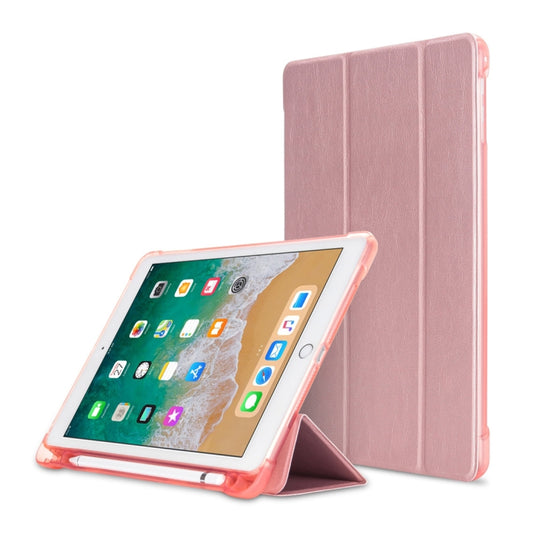 Litchi Texture Flip Leather Case for iPad 9.7(2017) / 9.7(2018)/ Air2 / Air, with Three-folding Holder & Pen Slots(Rose Gold) - iPad 9.7 (2018) & (2017) Cases by buy2fix | Online Shopping UK | buy2fix
