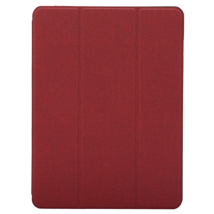Cloth Texture Pattern Case for iPad 9.7 (2018) & iPad 9.7 inch (2017), with Three-folding Holder & Pen Slots(Red) - iPad 9.7 (2018) & (2017) Cases by buy2fix | Online Shopping UK | buy2fix