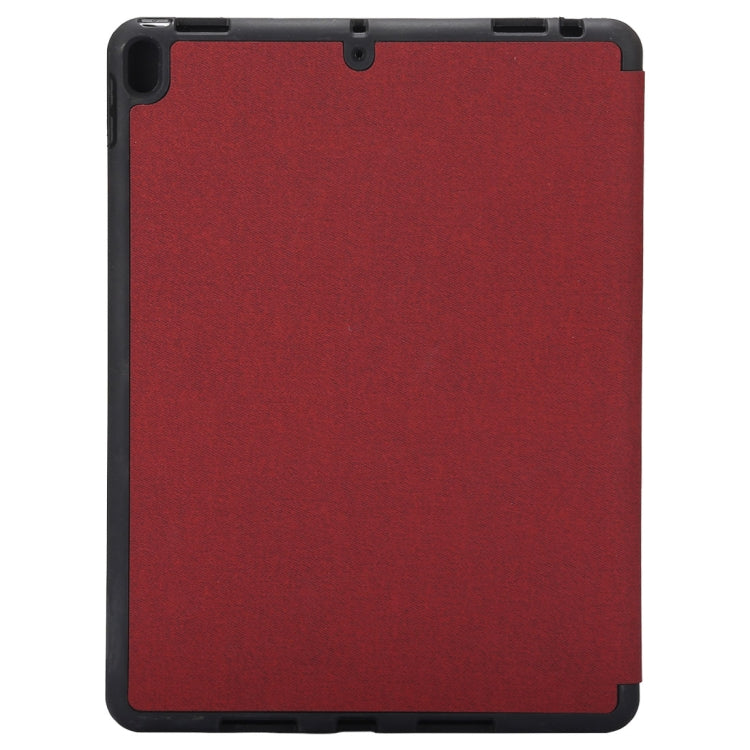 Cloth Texture Pattern Case for iPad 9.7 (2018) & iPad 9.7 inch (2017), with Three-folding Holder & Pen Slots(Red) - iPad 9.7 (2018) & (2017) Cases by buy2fix | Online Shopping UK | buy2fix