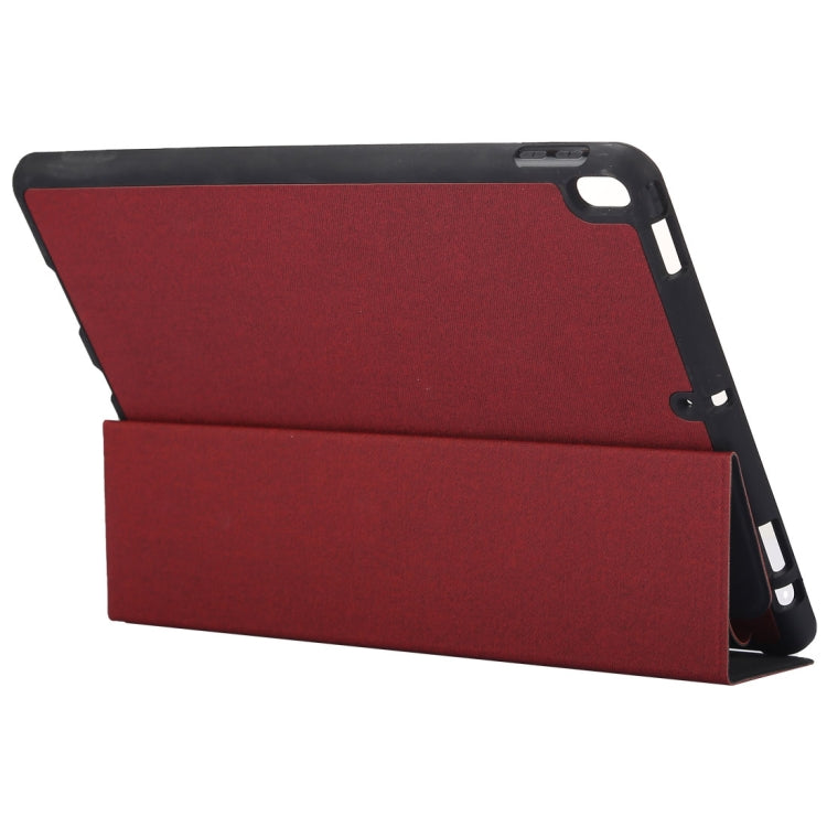 Cloth Texture Pattern Case for iPad 9.7 (2018) & iPad 9.7 inch (2017), with Three-folding Holder & Pen Slots(Red) - iPad 9.7 (2018) & (2017) Cases by buy2fix | Online Shopping UK | buy2fix