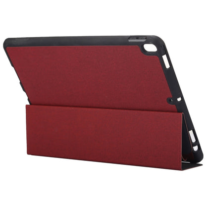 Cloth Texture Pattern Case for iPad 9.7 (2018) & iPad 9.7 inch (2017), with Three-folding Holder & Pen Slots(Red) - iPad 9.7 (2018) & (2017) Cases by buy2fix | Online Shopping UK | buy2fix
