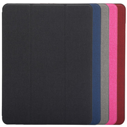 Cloth Texture Pattern Case for iPad 9.7 (2018) & iPad 9.7 inch (2017), with Three-folding Holder & Pen Slots(Red) - iPad 9.7 (2018) & (2017) Cases by buy2fix | Online Shopping UK | buy2fix