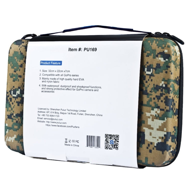 PULUZ Camouflage Pattern Waterproof Carrying and Travel Case for for GoPro, Insta360, DJI and Other Action Cameras Accessories, Large Size: 32cm x 22cm x 7cm by PULUZ