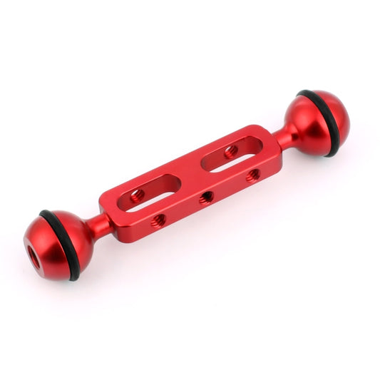 PULUZ 5.1 inch 13cm Aluminum Alloy Dual Balls Arm, Ball Diameter: 25mm(Red) - Diving Accessories by PULUZ | Online Shopping UK | buy2fix