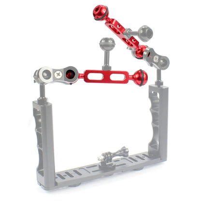 PULUZ 5.1 inch 13cm Aluminum Alloy Dual Balls Arm, Ball Diameter: 25mm(Red) - Diving Accessories by PULUZ | Online Shopping UK | buy2fix