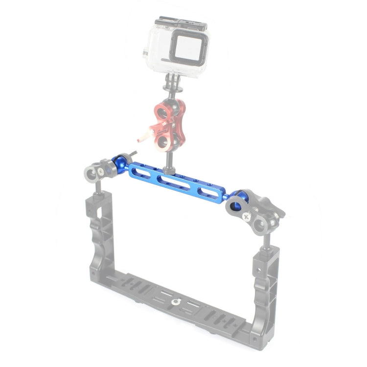 PULUZ 7.87 inch 20cm Aluminum Alloy Dual Balls Arm for Underwater Torch / Video Light, Ball Diameter: 2.54cm(Blue) by PULUZ
