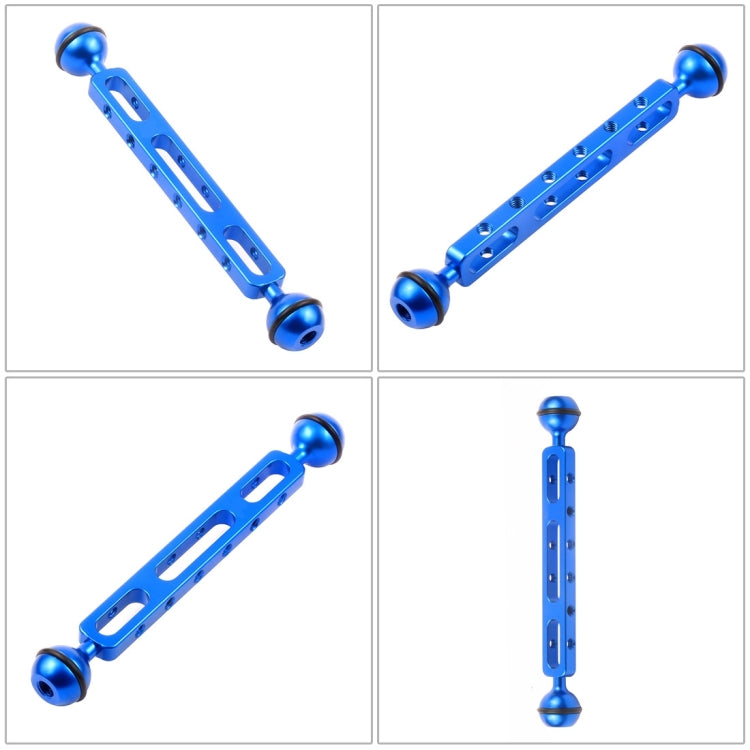 PULUZ 7.87 inch 20cm Aluminum Alloy Dual Balls Arm for Underwater Torch / Video Light, Ball Diameter: 2.54cm(Blue) by PULUZ