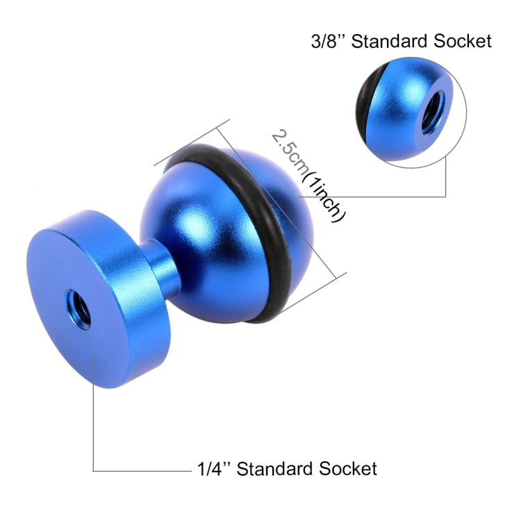 PULUZ CNC Aluminum Ball Head Adapter Mount for GoPro, Insta360, DJI and Other Action Cameras, Diameter: 2.5cm(Blue) by PULUZ