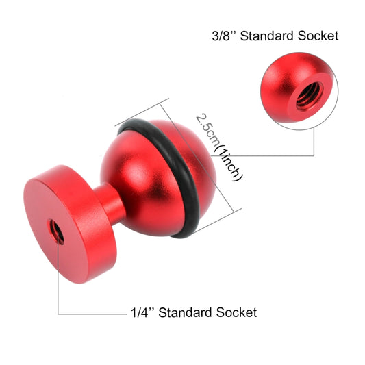PULUZ CNC Aluminum Ball Head Adapter Mount for GoPro, Insta360, DJI and Other Action Cameras, Diameter: 2.5cm(Red) - Connection Mount by PULUZ | Online Shopping UK | buy2fix