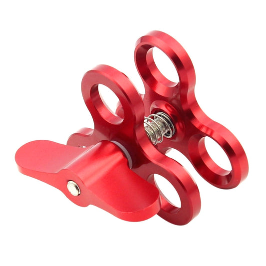 PULUZ Triple Ball Clamp Close Hole Diving Camera Bracket CNC Aluminum Spring Flashlight Clamp for Diving Underwater Photography System(Red) by PULUZ