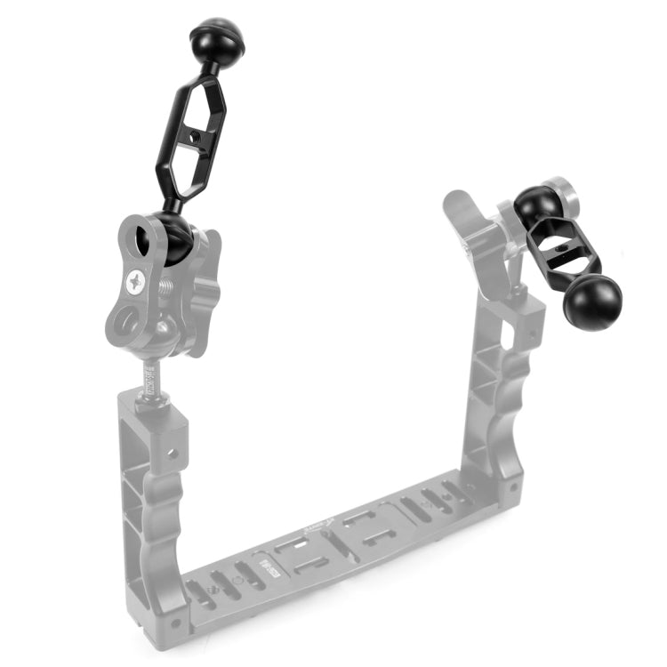 PULUZ 5.0 inch 12.6cm Aluminum Alloy Dual Balls Arm, Ball Diameter: 25mm(Black) - Diving Accessories by PULUZ | Online Shopping UK | buy2fix