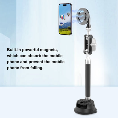 PULUZ Car Suction Cup Arm Mount Phone Tablet Magnetic Holder with Phone Clamp (Black) - Holder by PULUZ | Online Shopping UK | buy2fix
