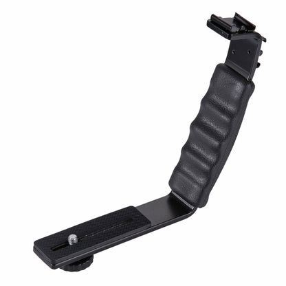 PULUZ L-Shape Bracket Handheld Grip Holder with Dual Side Cold Shoe Mounts for Video Light Flash, DSLR Camera - Hand Held Monopod by PULUZ | Online Shopping UK | buy2fix