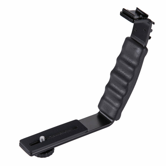 PULUZ L-Shape Bracket Handheld Grip Holder with Dual Side Cold Shoe Mounts for Video Light Flash, DSLR Camera - Hand Held Monopod by PULUZ | Online Shopping UK | buy2fix