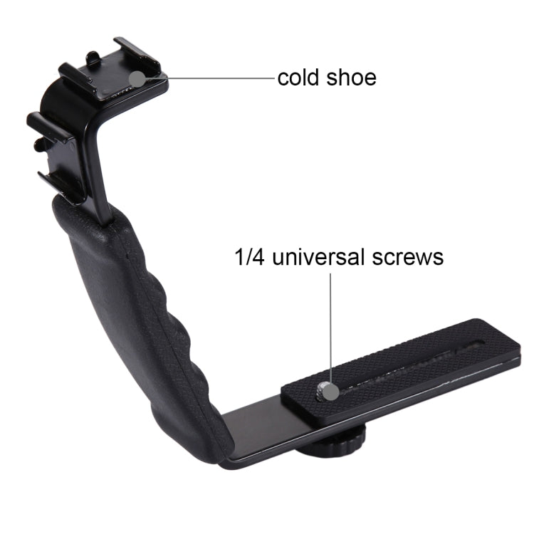 PULUZ L-Shape Bracket Handheld Grip Holder with Dual Side Cold Shoe Mounts for Video Light Flash, DSLR Camera - Hand Held Monopod by PULUZ | Online Shopping UK | buy2fix