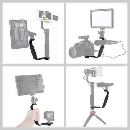 PULUZ L-Shape Bracket Handheld Grip Holder with Dual Side Cold Shoe Mounts for Video Light Flash, DSLR Camera - Hand Held Monopod by PULUZ | Online Shopping UK | buy2fix