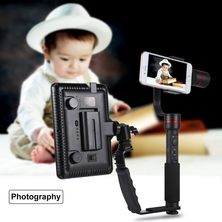 PULUZ L-Shape Bracket Handheld Grip Holder with Dual Side Cold Shoe Mounts for Video Light Flash, DSLR Camera - Hand Held Monopod by PULUZ | Online Shopping UK | buy2fix
