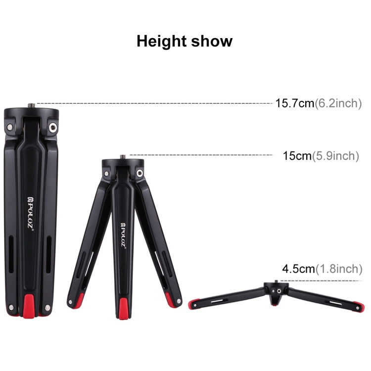 PULUZ Pocket Mini Metal Desktop Tripod Mount with 1/4 inch to 3/8 inch Thread Adapter Screw for DSLR & Digital Cameras, Adjustable Height: 4.5-15cm, Load: 20kg(Red) - Tripods by PULUZ | Online Shopping UK | buy2fix