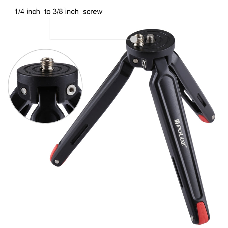PULUZ Pocket Mini Metal Desktop Tripod Mount with 1/4 inch to 3/8 inch Thread Adapter Screw for DSLR & Digital Cameras, Adjustable Height: 4.5-15cm, Load: 20kg(Red) - Tripods by PULUZ | Online Shopping UK | buy2fix