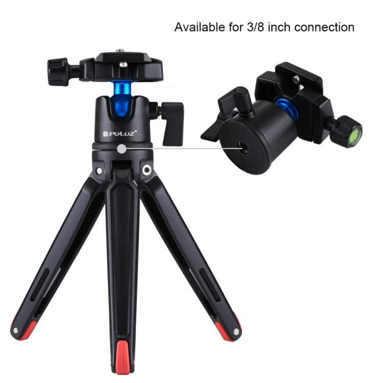 PULUZ Pocket Mini Metal Desktop Tripod Mount with 1/4 inch to 3/8 inch Thread Adapter Screw for DSLR & Digital Cameras, Adjustable Height: 4.5-15cm, Load: 20kg(Red) - Tripods by PULUZ | Online Shopping UK | buy2fix