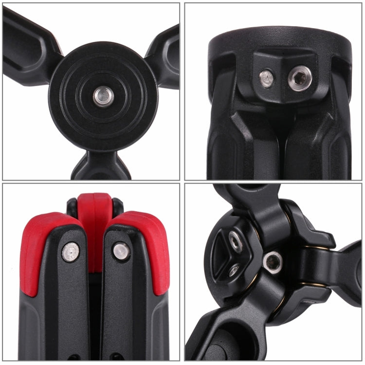 PULUZ Pocket Mini Metal Desktop Tripod Mount with 1/4 inch to 3/8 inch Thread Adapter Screw for DSLR & Digital Cameras, Adjustable Height: 4.5-15cm, Load: 20kg(Red) - Tripods by PULUZ | Online Shopping UK | buy2fix
