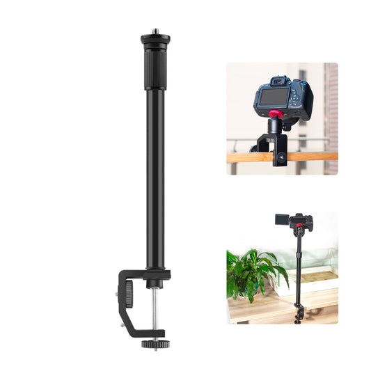 PULUZ C Clamp Mount Light Stand Extension Central Shaft Rod Monopod Holder Kits, Rod Length: 33-60cm(Black) - Monopods by PULUZ | Online Shopping UK | buy2fix