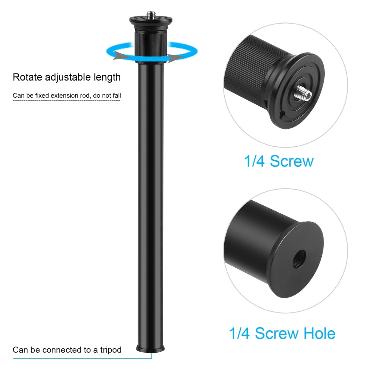 PULUZ C Clamp Mount Light Stand Extension Central Shaft Rod Monopod Holder Kits, Rod Length: 33-60cm(Black) - Monopods by PULUZ | Online Shopping UK | buy2fix
