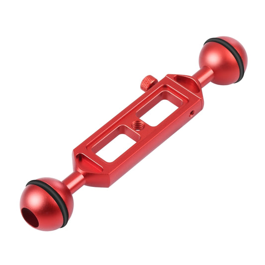 PULUZ 7.9 inch 20cm Adjustable Aluminum Alloy Dual Balls Arm with 1/4 Thread, Ball Diameter: 25mm(Red) - Diving Accessories by PULUZ | Online Shopping UK | buy2fix