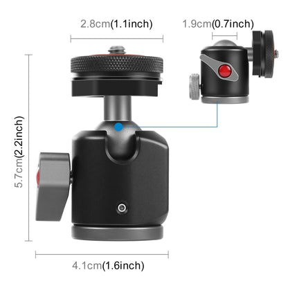 PULUZ Dual Cold Shoes Aluminum Alloy Tripod Ball Head Adapter (Black) - Tripod Heads by PULUZ | Online Shopping UK | buy2fix