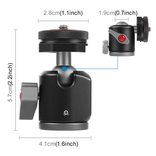 PULUZ Dual Cold Shoes Aluminum Alloy Tripod Ball Head Adapter (Black) - Tripod Heads by PULUZ | Online Shopping UK | buy2fix