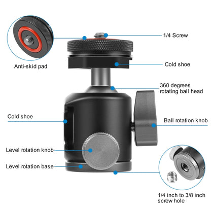 PULUZ Dual Cold Shoes Aluminum Alloy Tripod Ball Head Adapter (Black) - Tripod Heads by PULUZ | Online Shopping UK | buy2fix