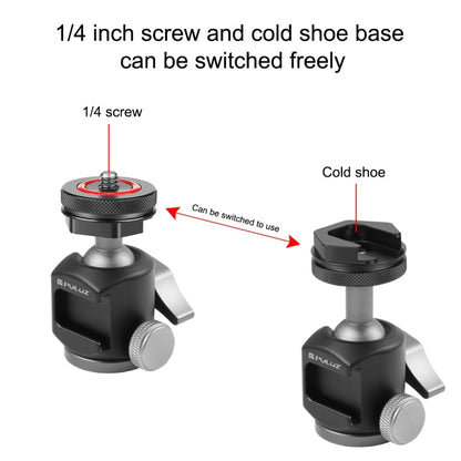 PULUZ Dual Cold Shoes Aluminum Alloy Tripod Ball Head Adapter (Black) - Tripod Heads by PULUZ | Online Shopping UK | buy2fix