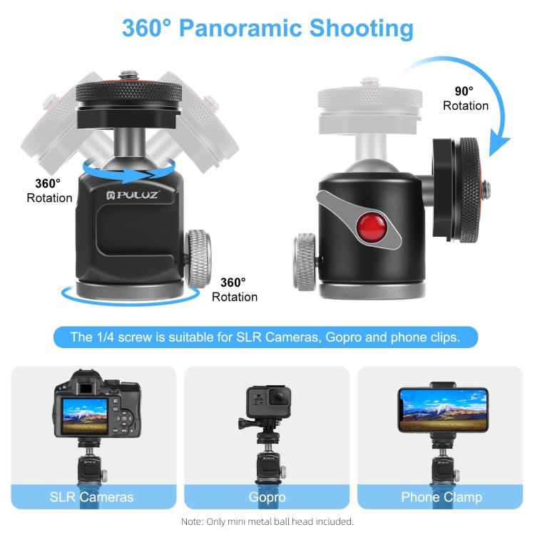 PULUZ Dual Cold Shoes Aluminum Alloy Tripod Ball Head Adapter (Black) - Tripod Heads by PULUZ | Online Shopping UK | buy2fix