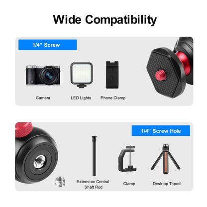 PULUZ 360 Degree Panoramic Metal Tripod Ball Head Adapter(Red) - Tripod Heads by PULUZ | Online Shopping UK | buy2fix