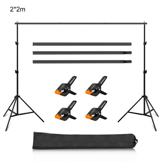 2 x 2m Photo Studio Background Support Stand Backdrop Crossbar Bracket(Black) - Support Stands by buy2fix | Online Shopping UK | buy2fix