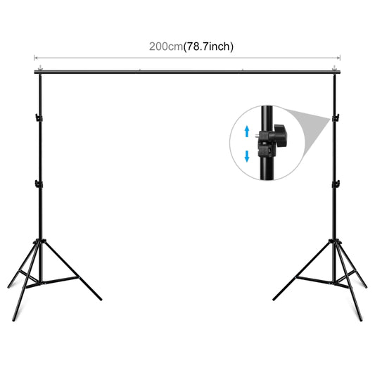 2 x 2m Photo Studio Background Support Stand Backdrop Crossbar Bracket(Black) - Support Stands by buy2fix | Online Shopping UK | buy2fix