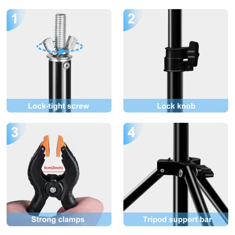 2 x 2m Photo Studio Background Support Stand Backdrop Crossbar Bracket(Black) - Support Stands by buy2fix | Online Shopping UK | buy2fix