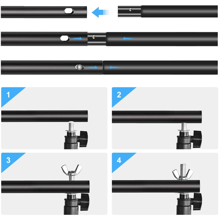 2 x 2m Photo Studio Background Support Stand Backdrop Crossbar Bracket(Black) - Support Stands by buy2fix | Online Shopping UK | buy2fix
