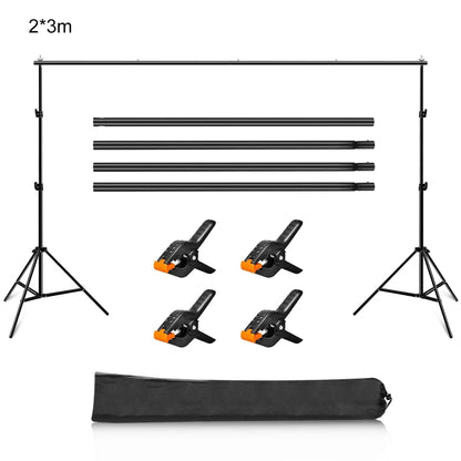 2 x 3m Photo Studio Background Support Stand Backdrop Crossbar Bracket(Black) - Support Stands by buy2fix | Online Shopping UK | buy2fix
