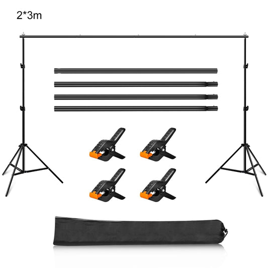 2 x 3m Photo Studio Background Support Stand Backdrop Crossbar Bracket(Black) - Support Stands by buy2fix | Online Shopping UK | buy2fix